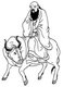 China: Line drawing of Laozi riding his ox, artist and date unknown